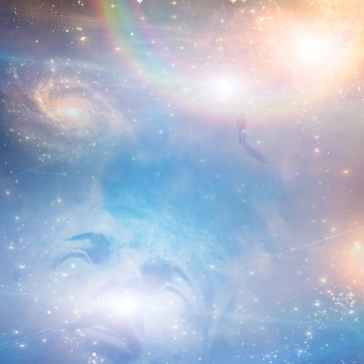 Ultimate Divine Trust Treatment: galaxy and figure with light.